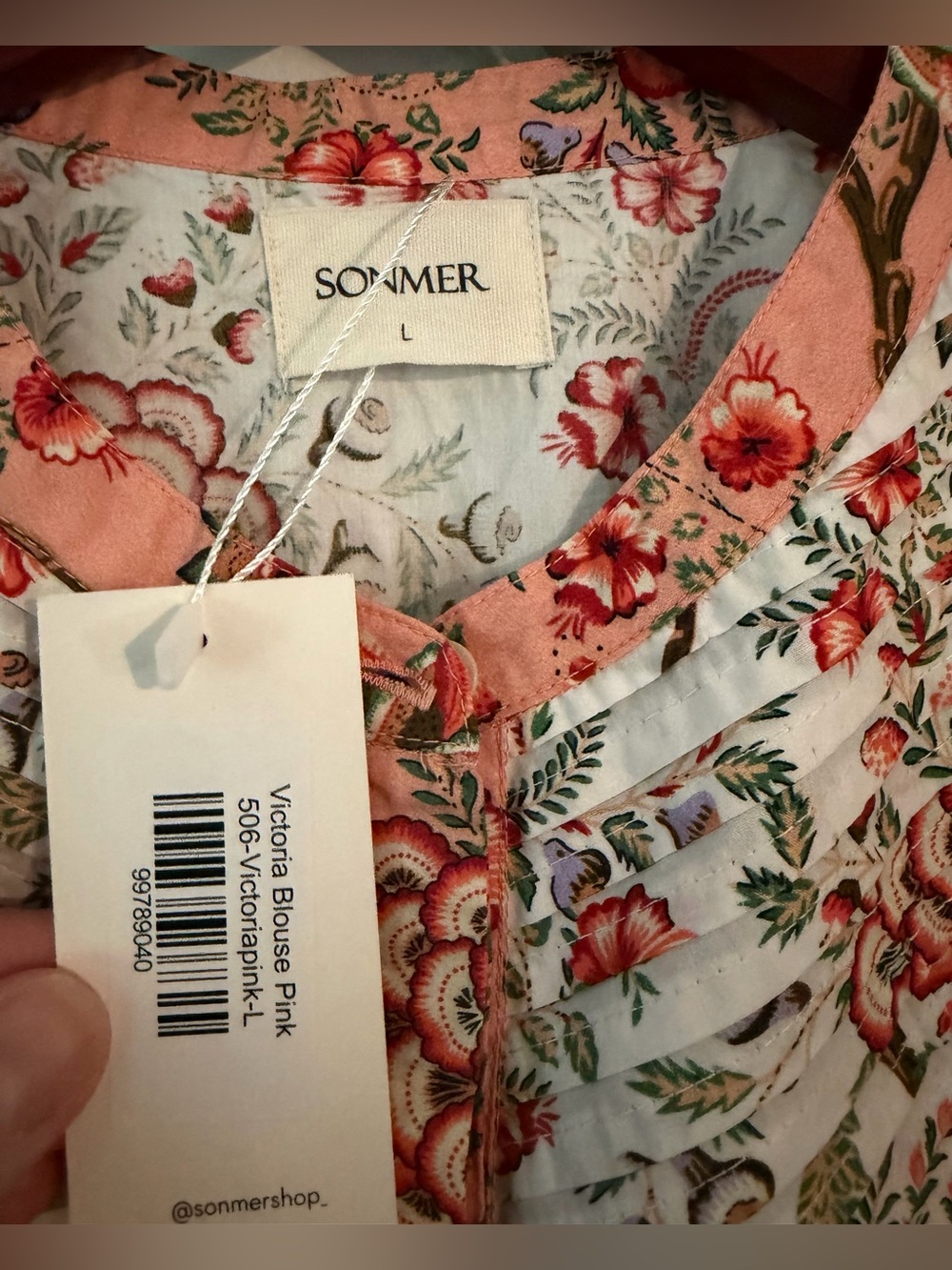 [NWT] Sonmer Victoria Blouse Pink Size Large - Picture 6 of 9